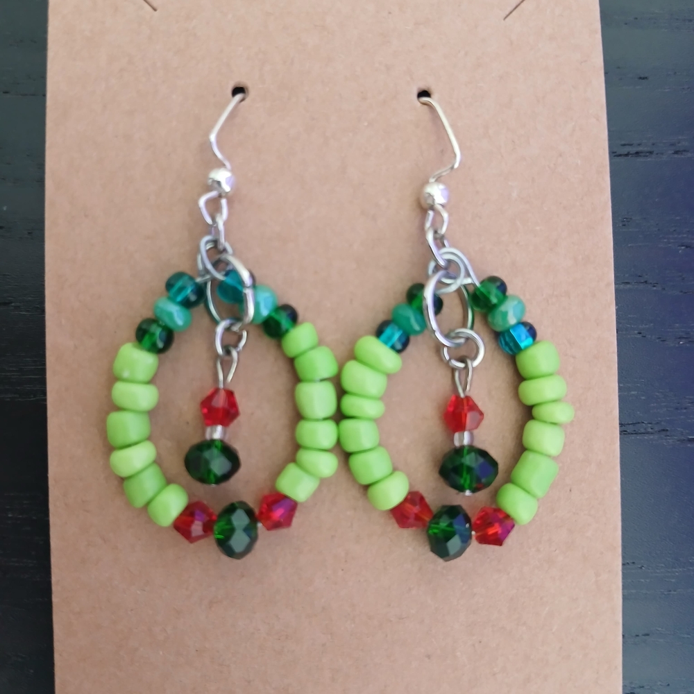 Colorful Beaded Hoop Earrings